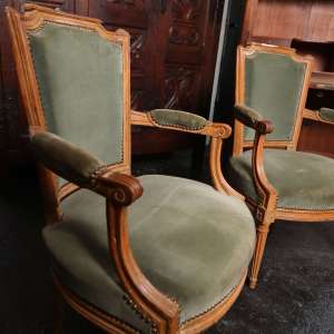 Pair of Louis XVI-Style Bergère Armchairs