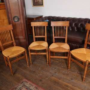 French Provincial rush-seat dining chairs